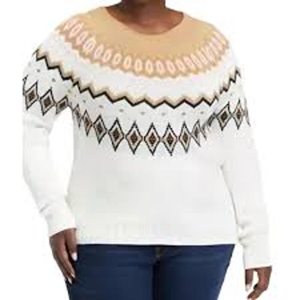 NWT $75 CROWN & IVY Plus Size 4X Fairisle Pullover Sweater